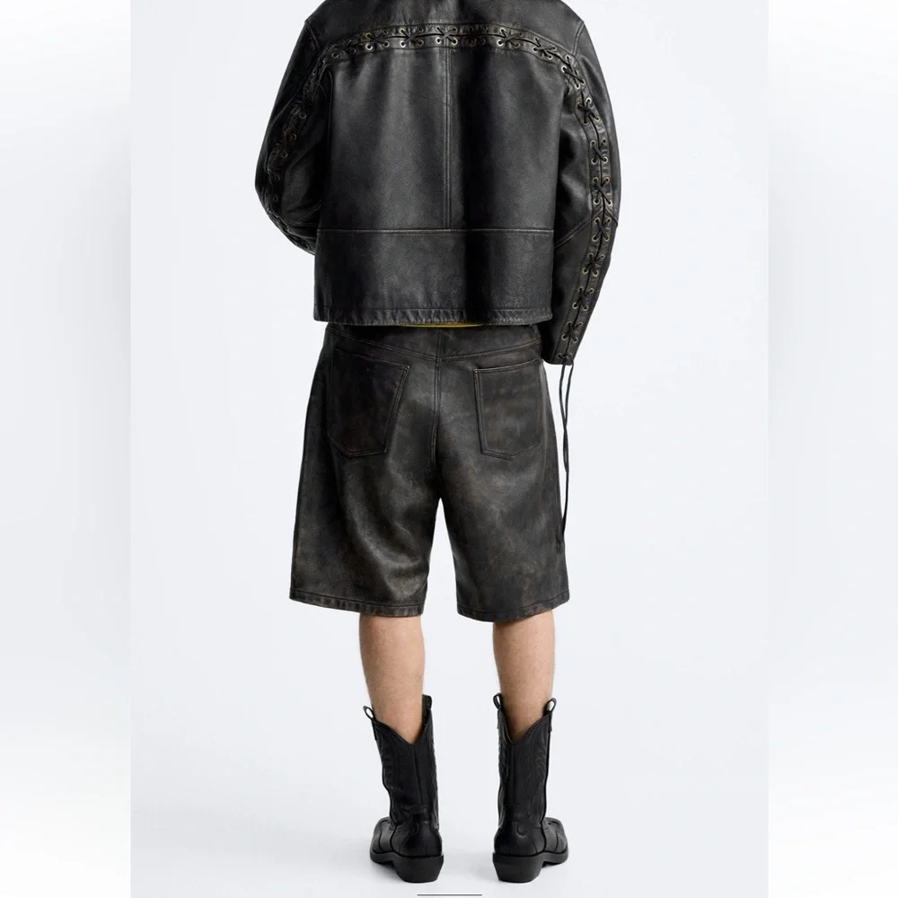 🔥Vintage Real Leather Shorts Pants New With Tags 🔥 - Picture 5 of 12